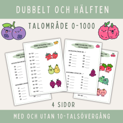 Dubbelt och hälften 0-1000, öva inför nationella proven