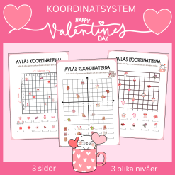Koordinatsystem med alla hjärtans dag tema, 3 nivåer