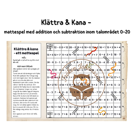 Klättra & Kana – mattespel med addition och subtraktion inom talområdet 0-20