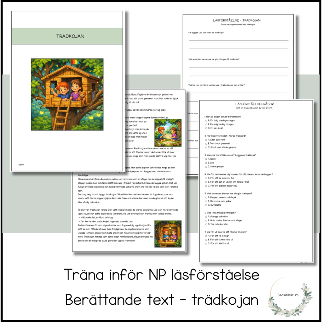 Träna inför NP läsförståelse – trädkojan