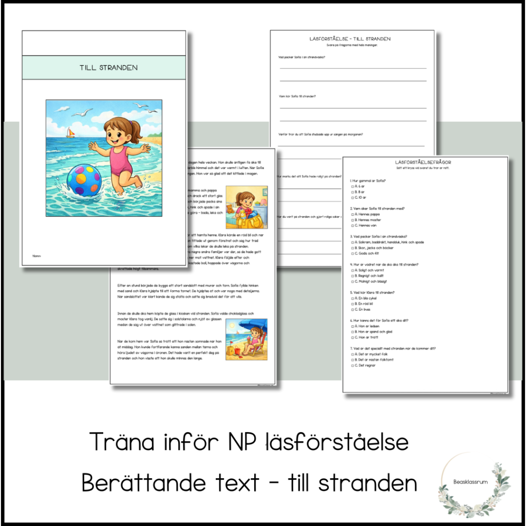 Träna inför NP läsförståelse – till stranden