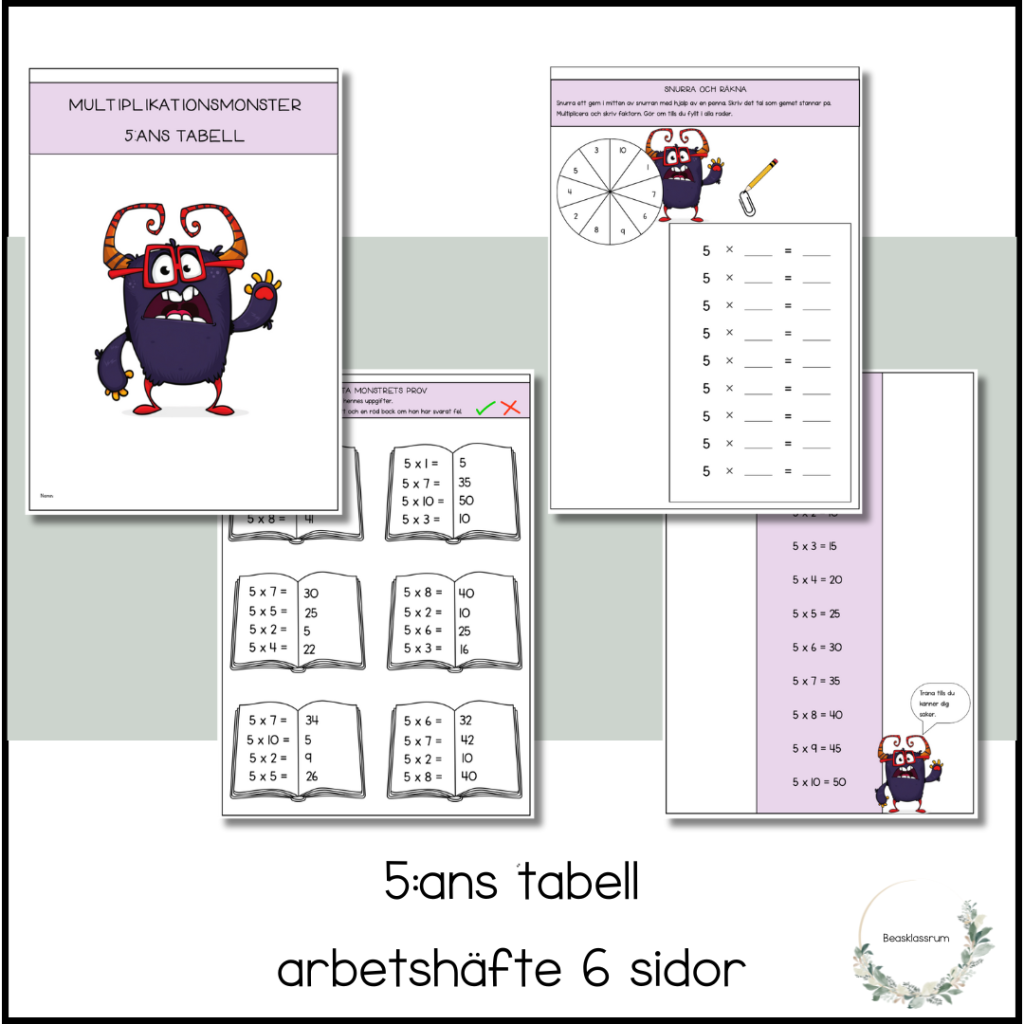 Träna 5:ans tabell – multiplikationsmonster