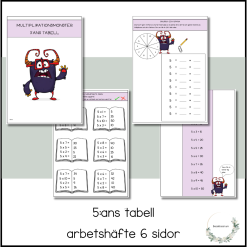 Träna 5:ans tabell - multiplikationsmonster