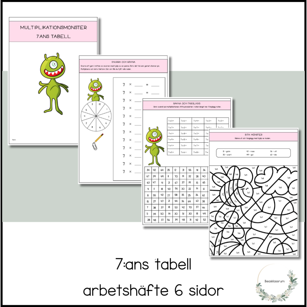 Träna 7:ans tabell – multiplikationsmonster