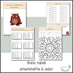 Träna 8:ans tabell - multiplikationsmonster