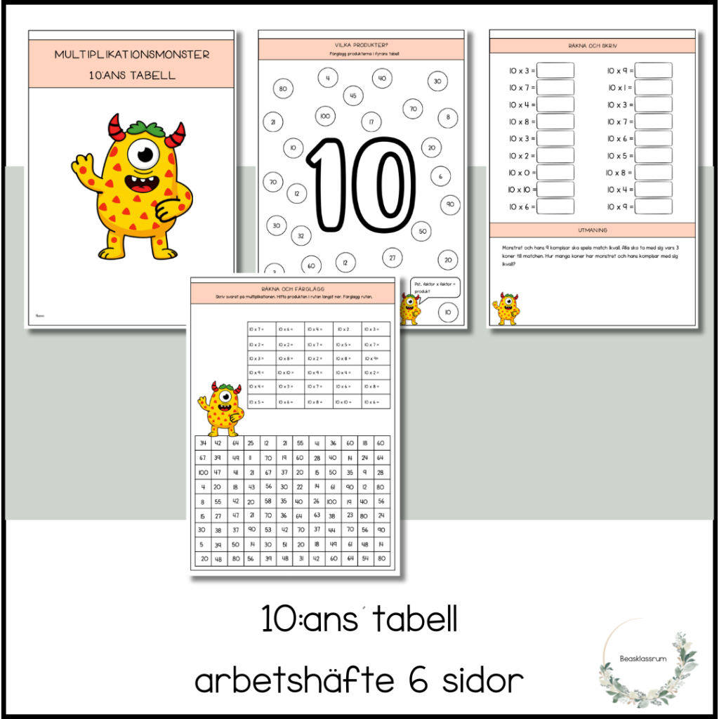 Träna 10:ans tabell – multiplikationsmonster
