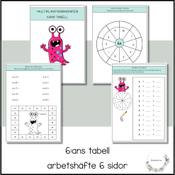Träna 6:ans tabell - multiplikationsmonster