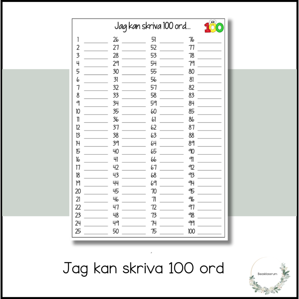Jag kan skriva 100 ord