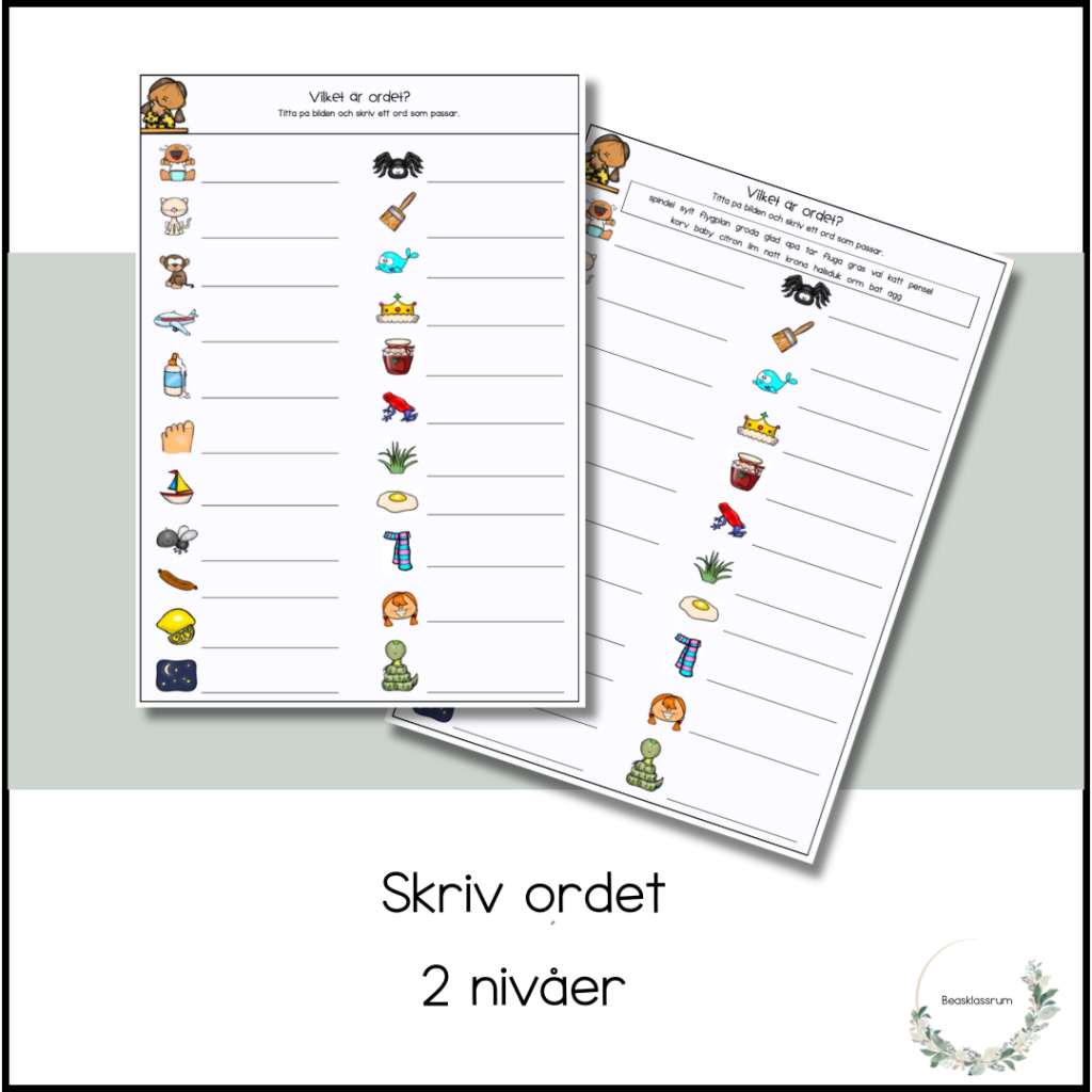 Skriv ordet – 2 nivåer