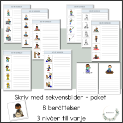 Skriv till sekvensbilder - paket 8 berättelser i 3 nivåer