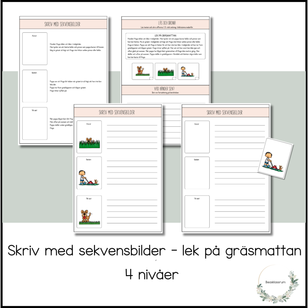 Skriv till sekvensbilder – lek på gräsmattan