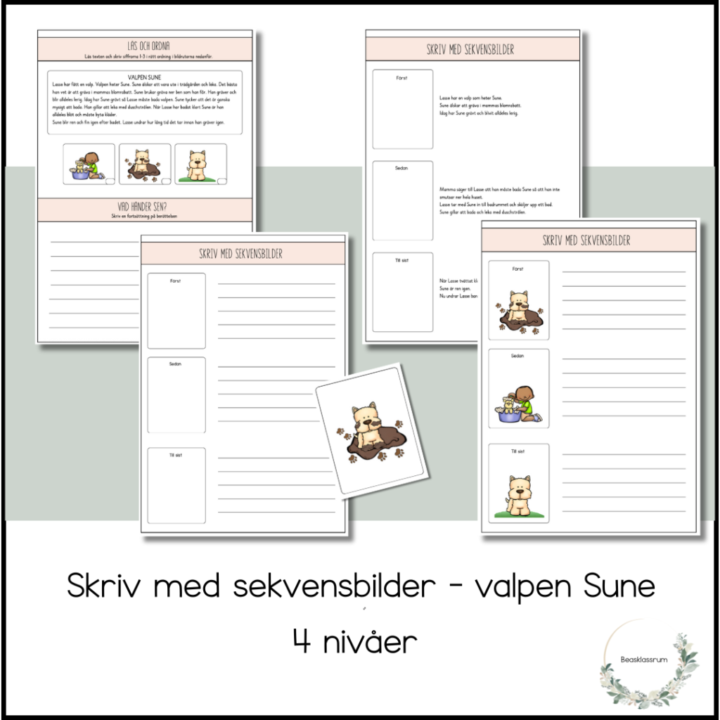 Skriv till sekvensbilder – valpen Sune