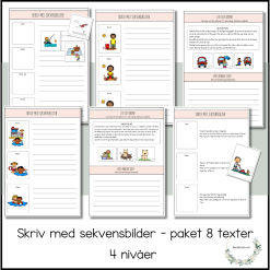 Skriv till sekvensbilder - paket 8 texter