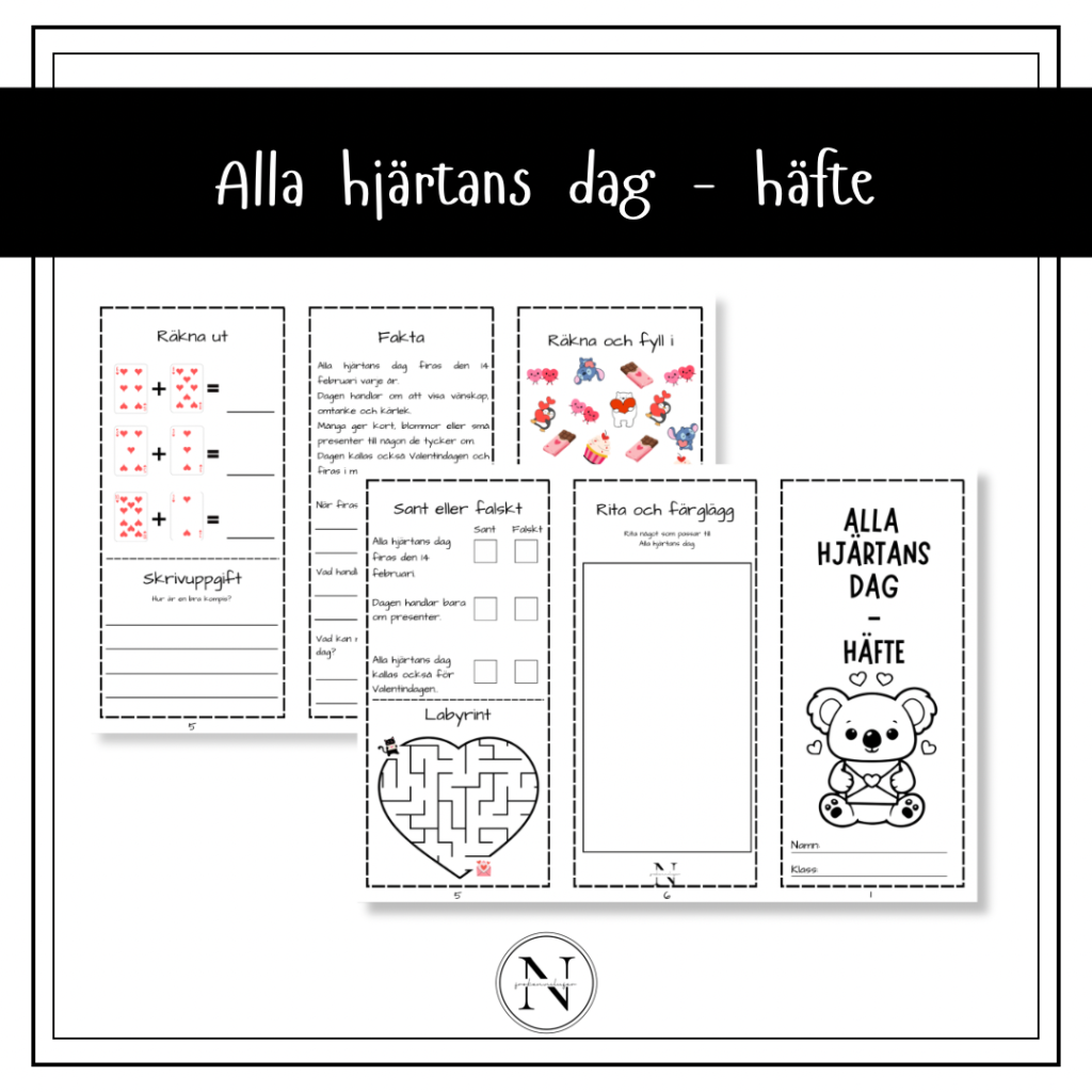 Alla hjärtans dag – arbetsblad