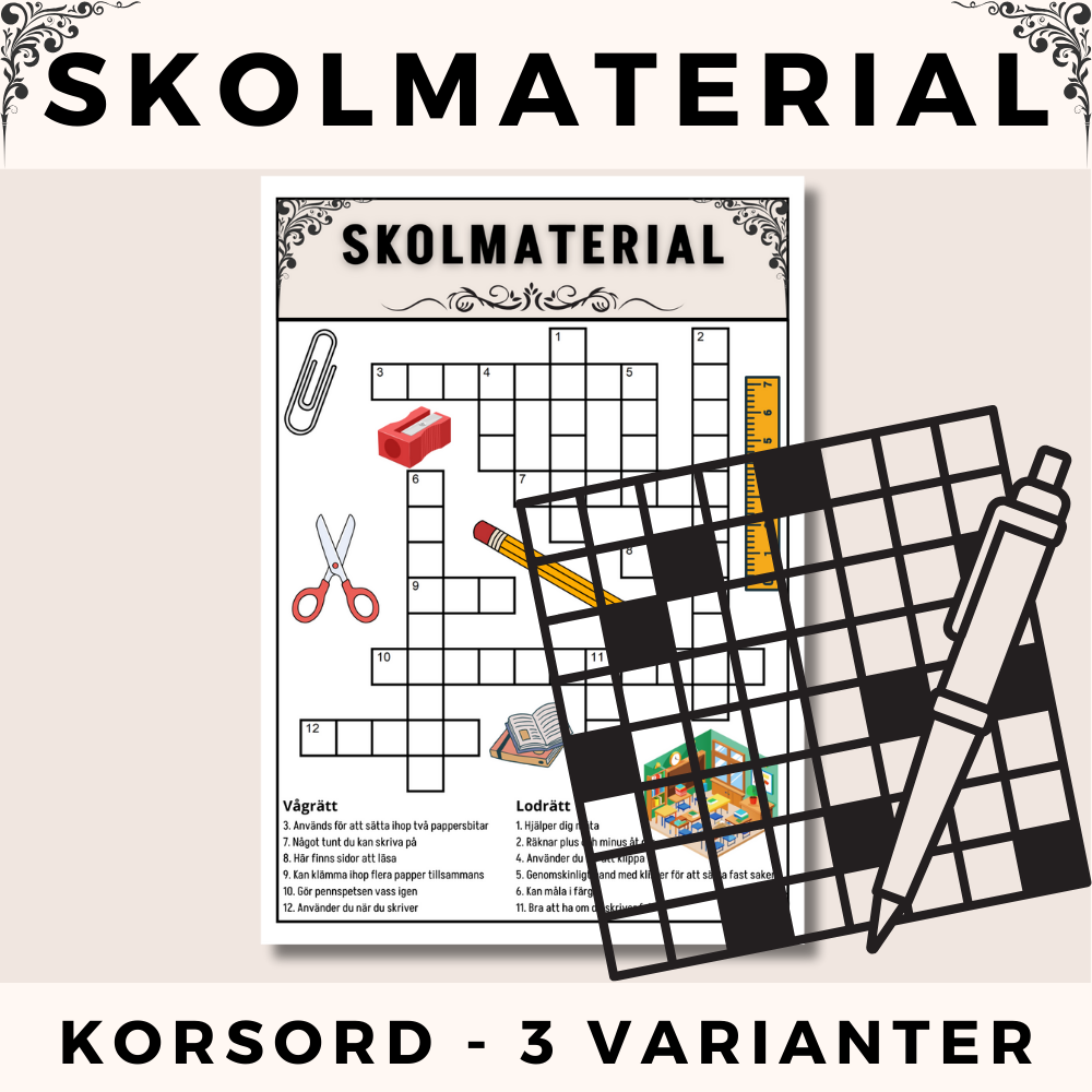 Skolmaterial – Korsord