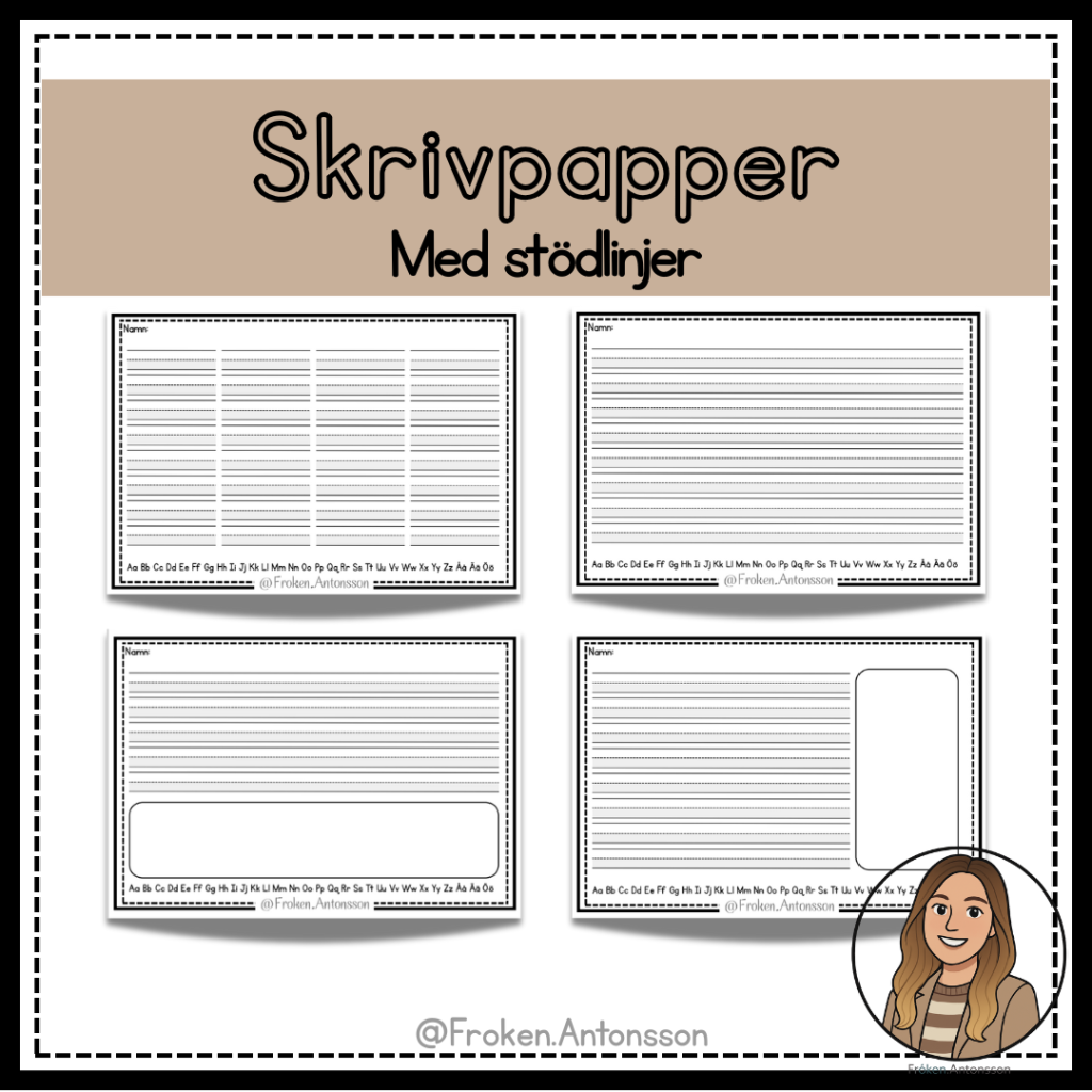 Skrivpapper med stödlinjer