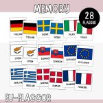 Memory med flaggor att skriva ut – EU-länder - bild 1