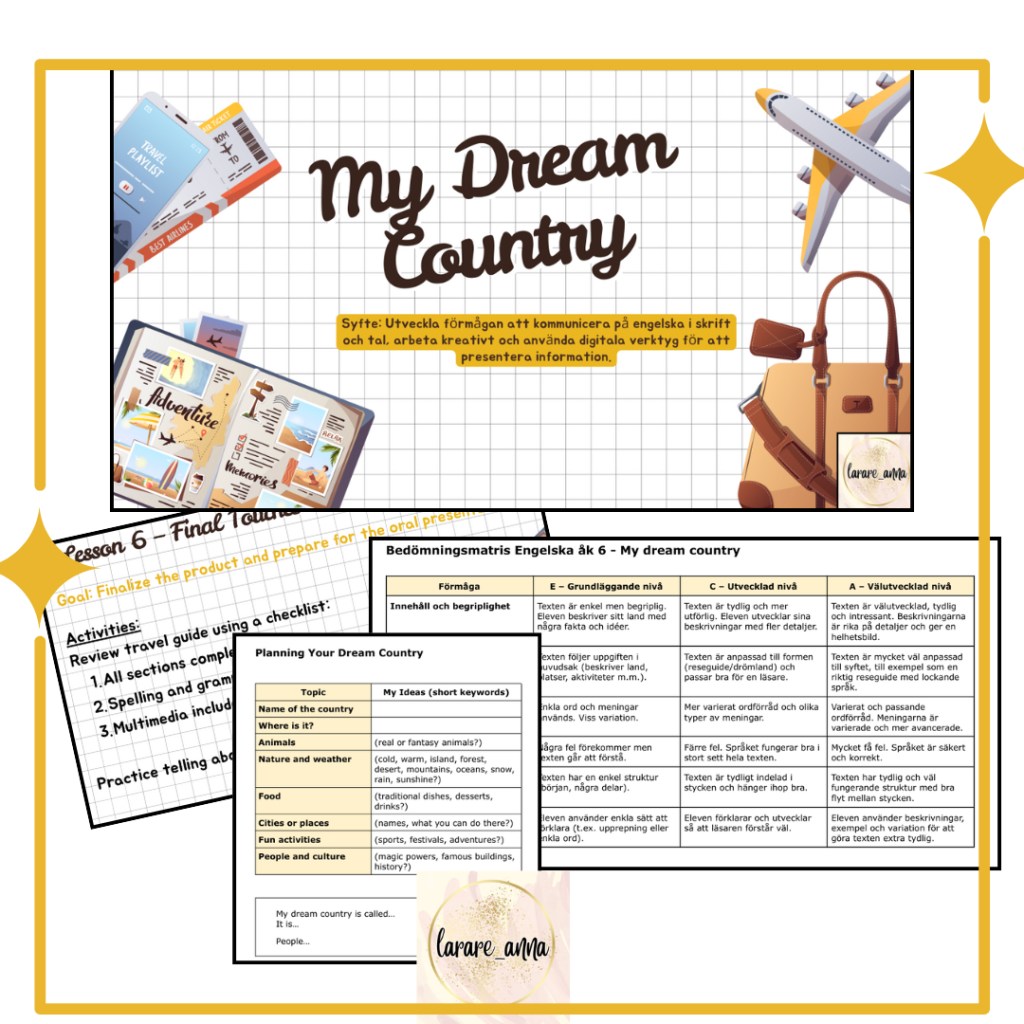 My dream country – Engelska åk 6