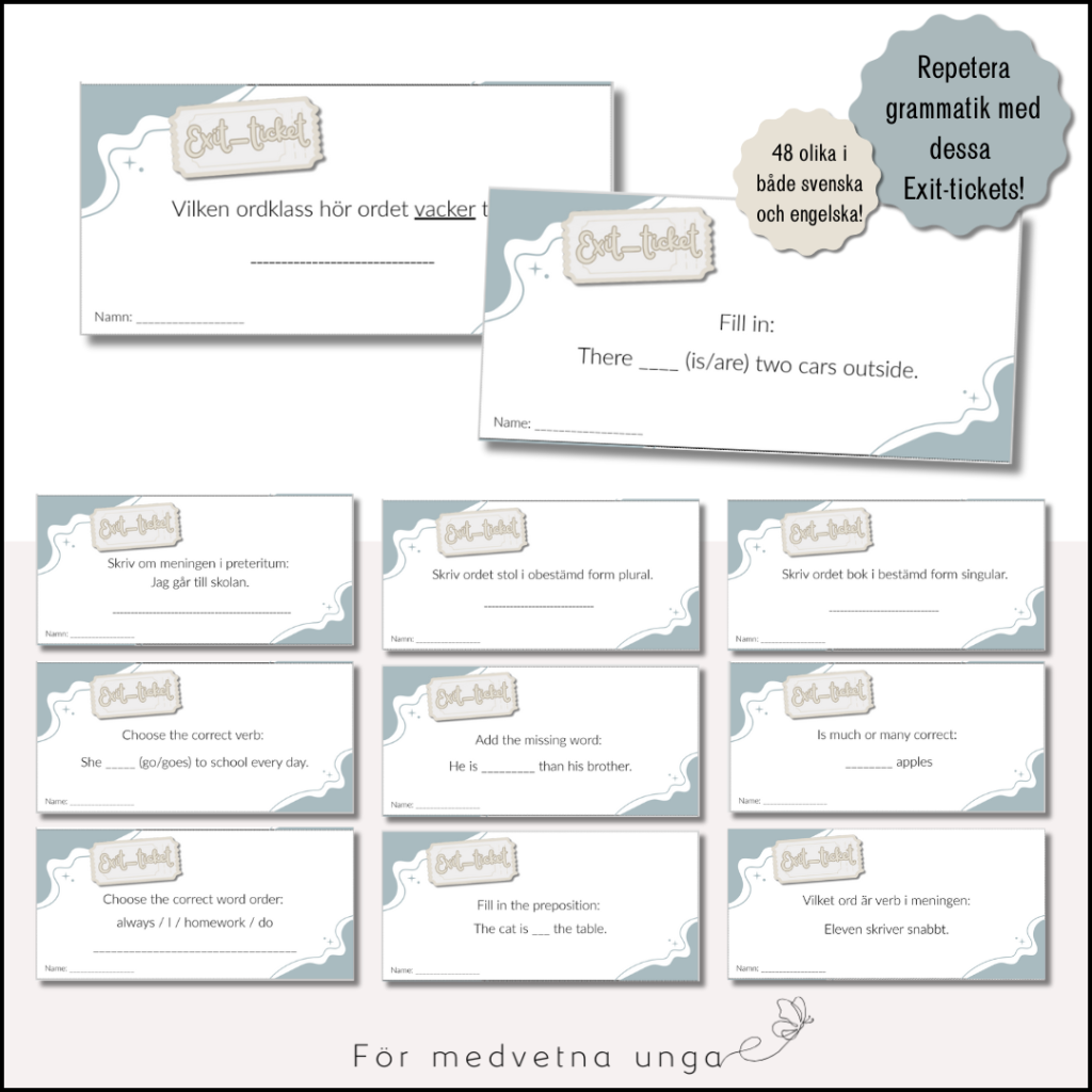 Exit-tickets i svensk och engelsk grammatik