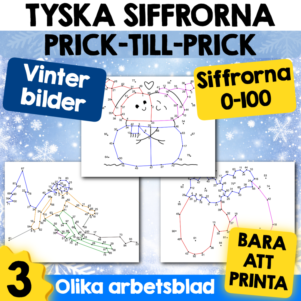 Tyska siffrorna 0-100 med prick-till-prick-övningar