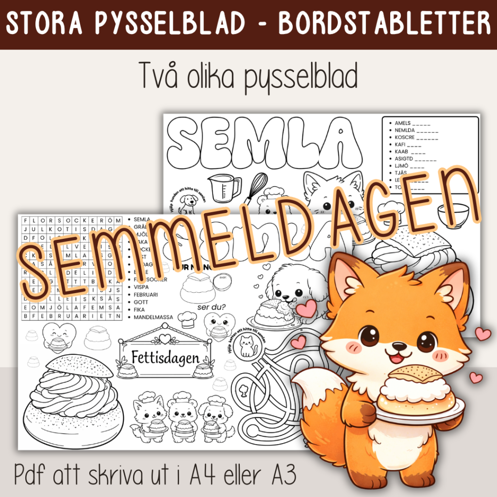 Semmeldagen – Stora pysselblad i A3 – Bordstabletter