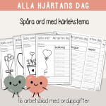 Alla hjärtans dag – Spåra ord med kärlekstema – 16 arbetsblad med olika ord - bild 1
