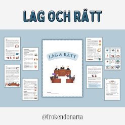 Lag och rätt - Helt arbetsområde(Faktatext frågor + Begreppskort + Prov + Övningar + Muntlig debatt)