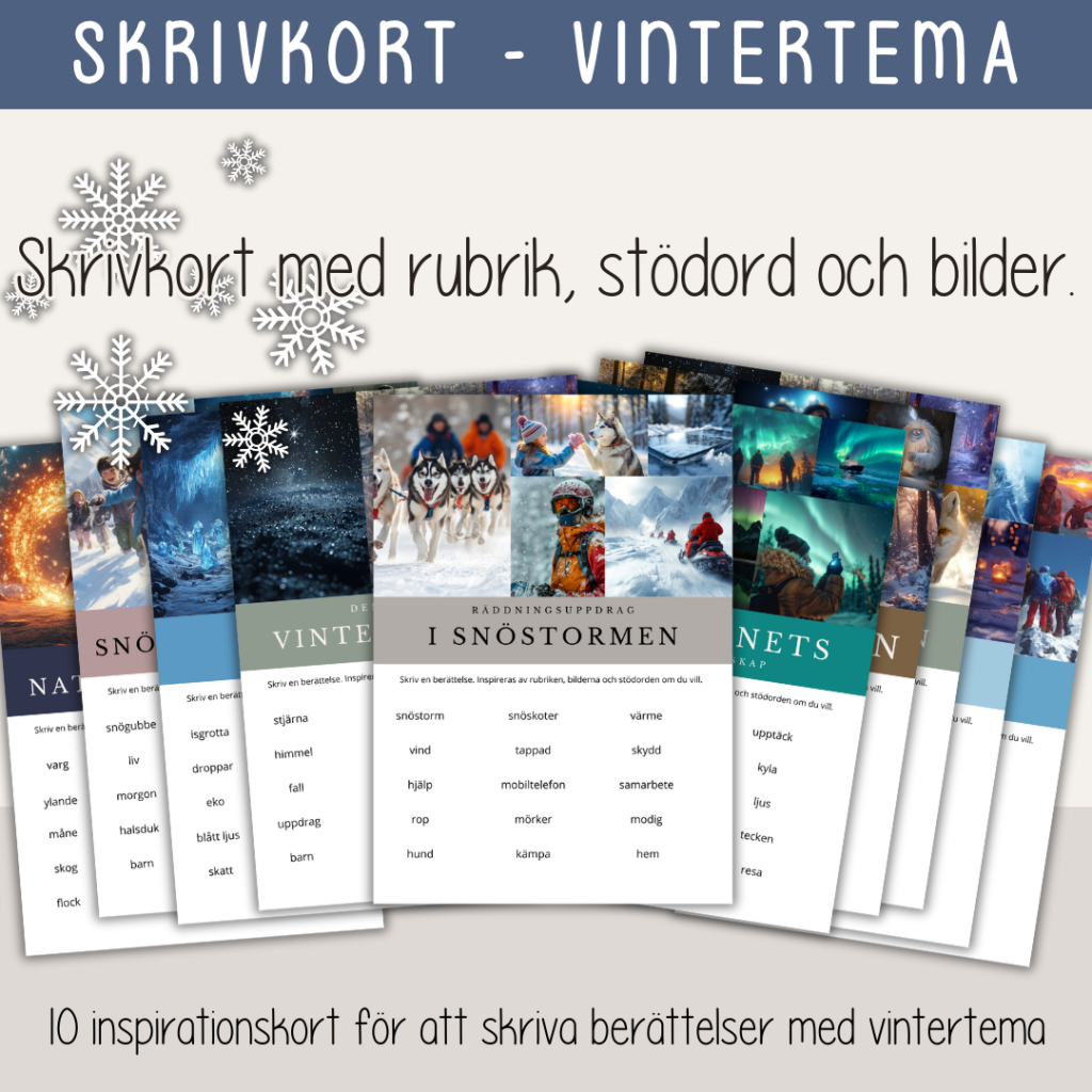 Vinter – Skrivkort med fantasifull inspiration till berättelser med Vintertema