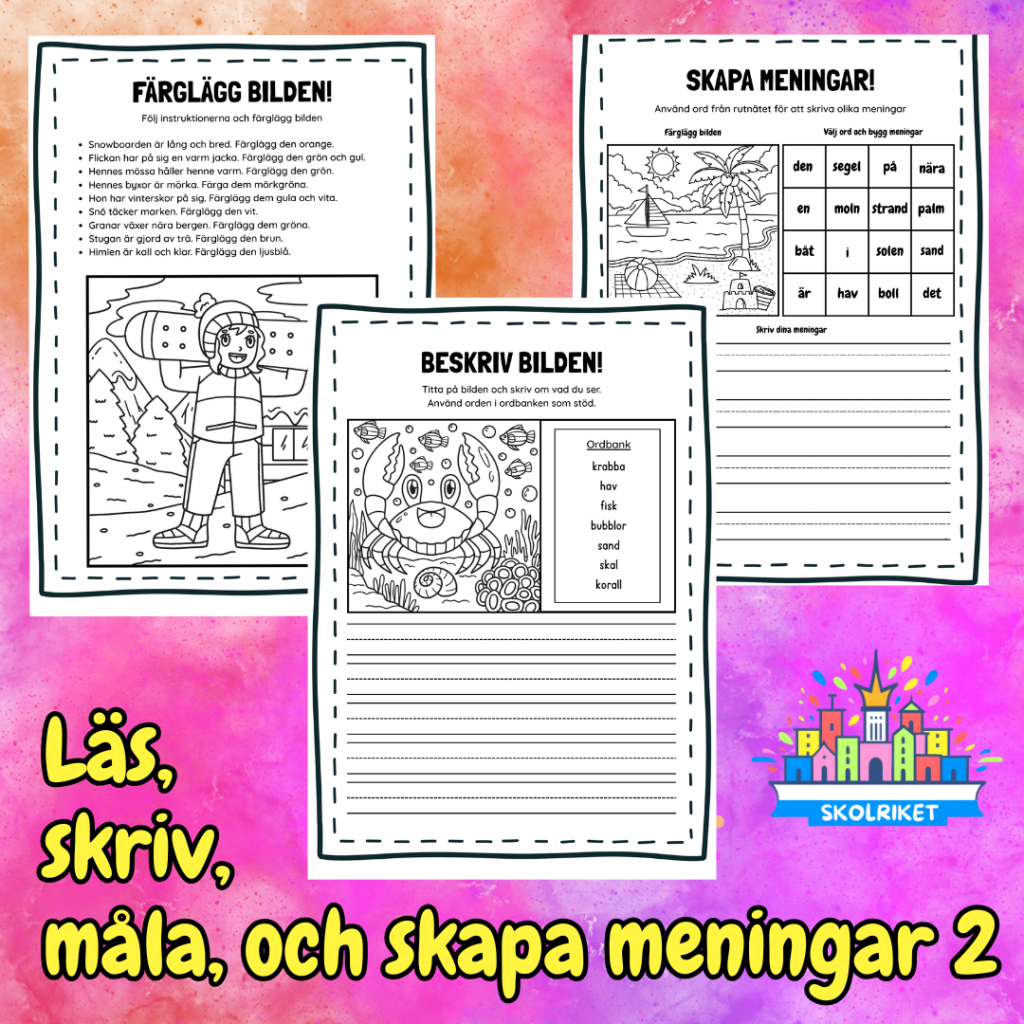 Läs, skriv, måla och skapa meningar Nr 2