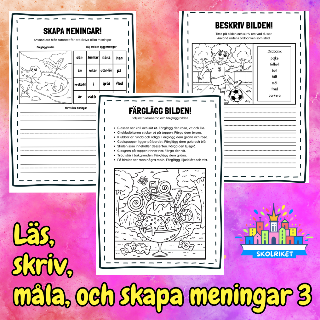 Läs, skriv, måla och skapa meningar Nr 3