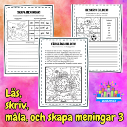 Läs, skriv, måla och skapa meningar Nr 3