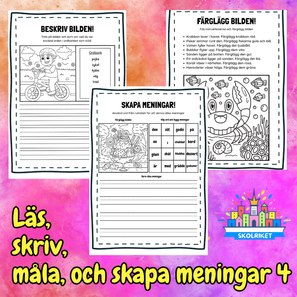 Läs, skriv, måla och skapa meningar Nr 4