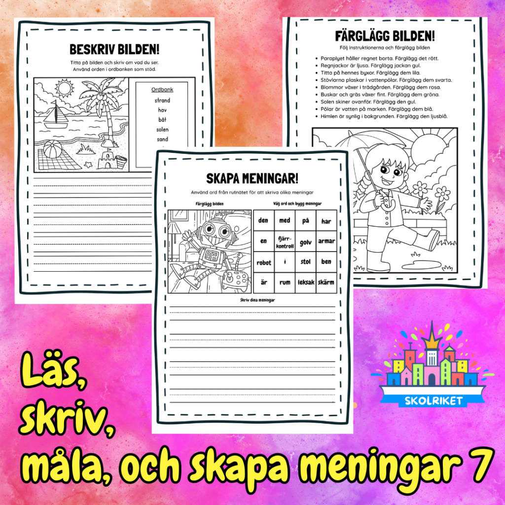 Läs, skriv, måla och skapa meningar Nr 7