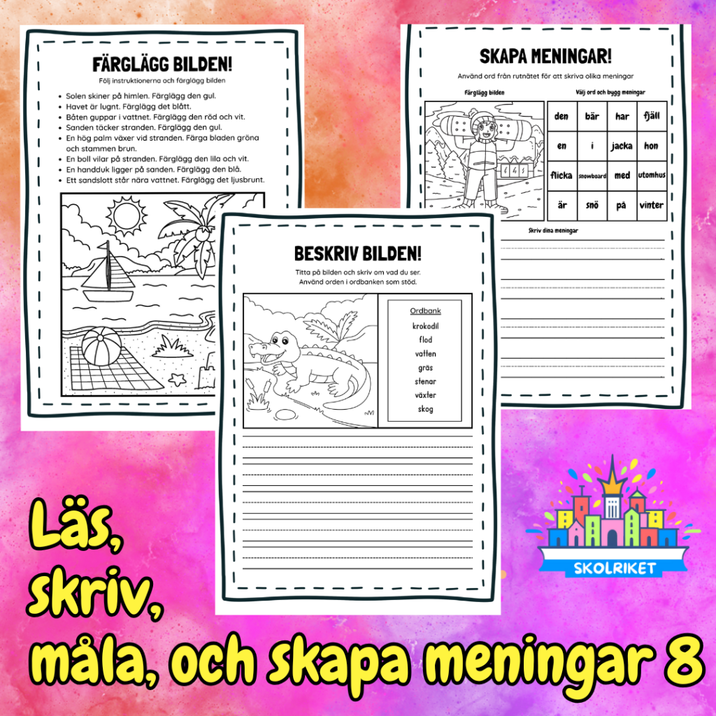 Läs, skriv, måla och skapa meningar Nr 8