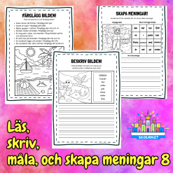 Läs, skriv, måla och skapa meningar Nr 8