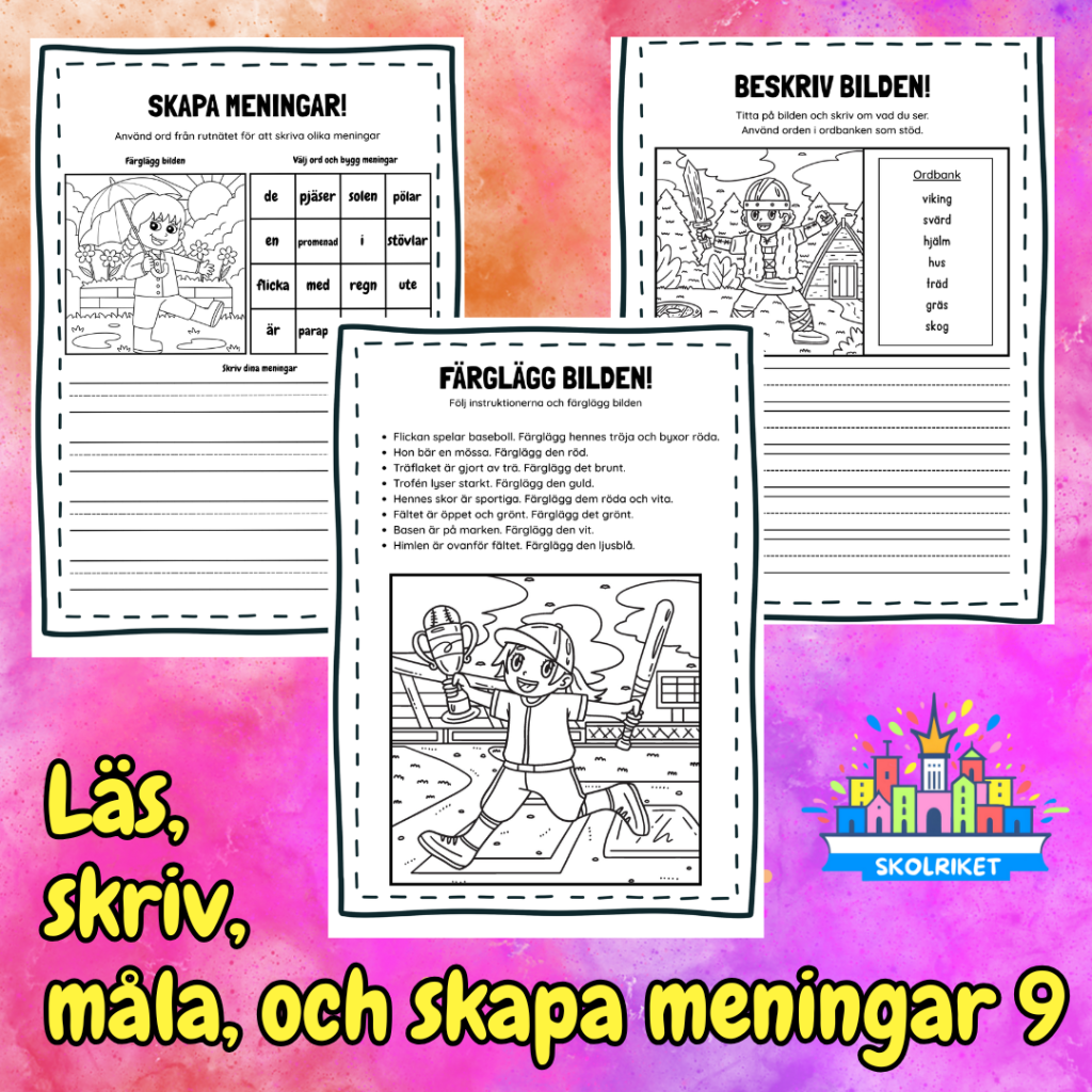 Läs, skriv, måla och skapa meningar Nr 9