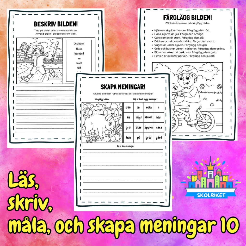 Läs, skriv, måla och skapa meningar Nr 10