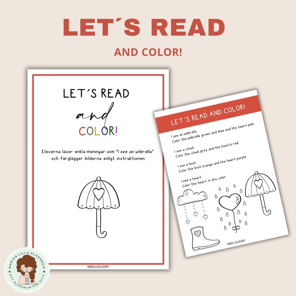 Let´s read and color! Hearts