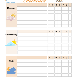 Daglig checklista i beige med morgon-, eftermiddags- och kvälls rutiner.”