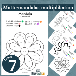 Matte-mandalas multiplikationstabellen 7, arbetsblad