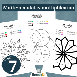 Matte-mandalas multiplikationstabellen 7, arbetsblad