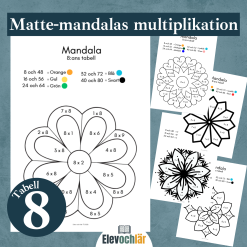 Matte-mandalas multiplikationstabellen 8, arbetsblad