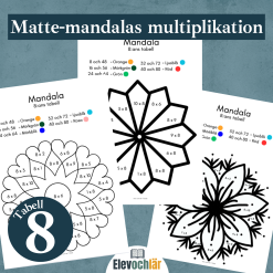 Matte-mandalas multiplikationstabellen 8, arbetsblad
