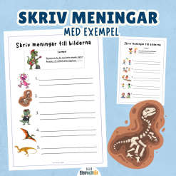Skriv beskrivande meningar till bilderna - med exempel - 2 arbetsblad