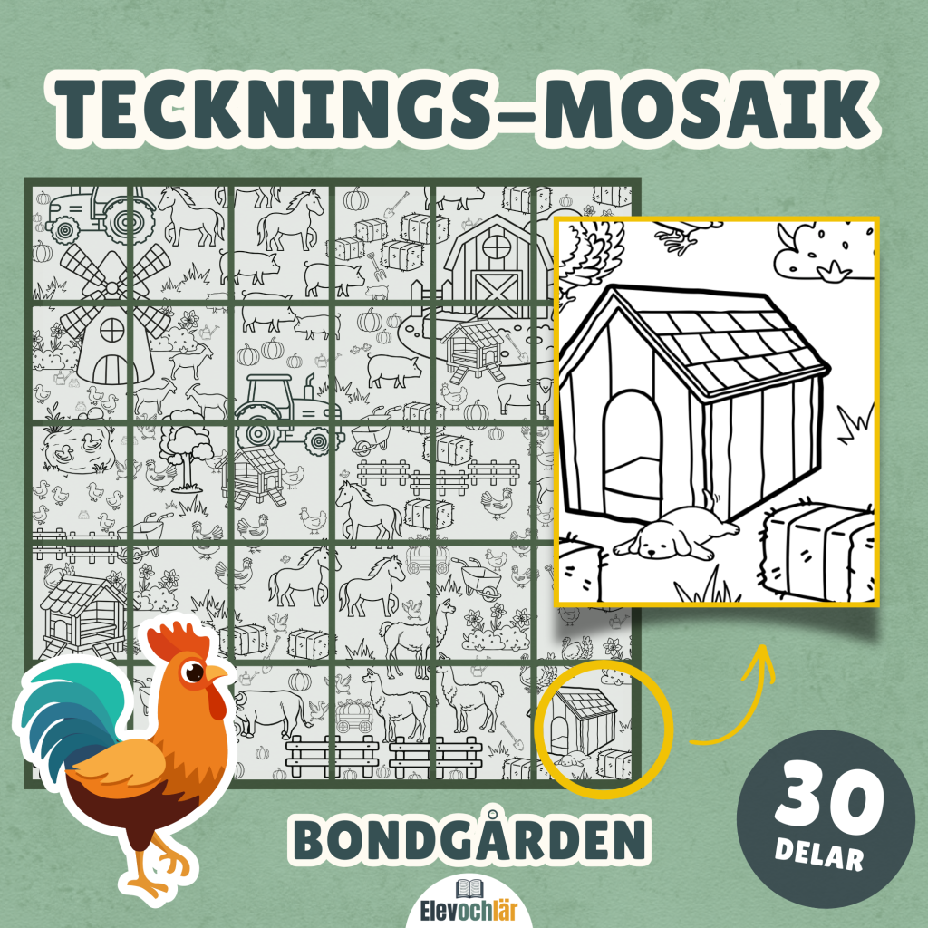 Tecknings-mosaik Bondgården! Ett gemensamt konstverk i 30 delar