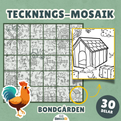 Tecknings-mosaik Bondgården! Ett gemensamt konstverk i 30 delar