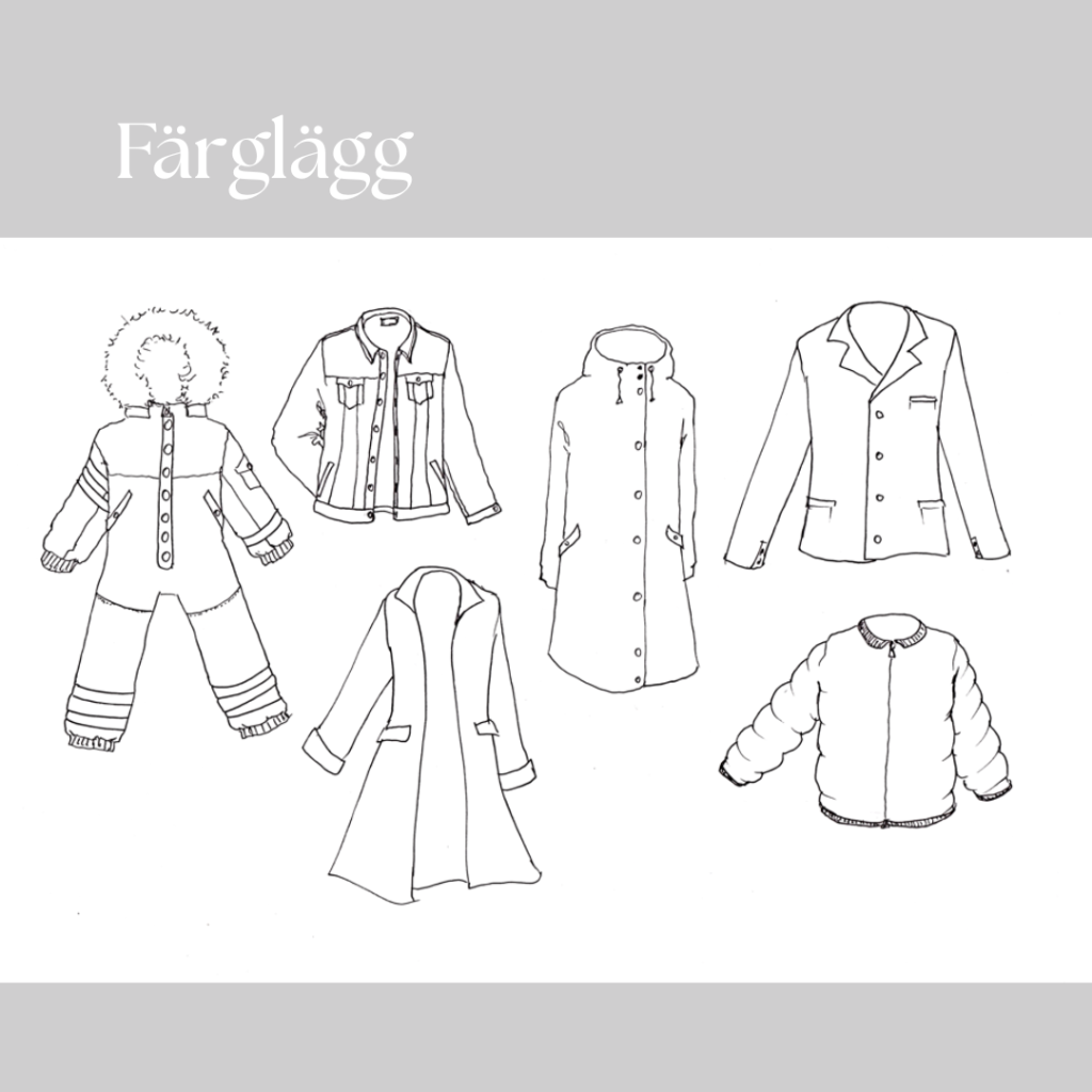 Färglägg kläder, skor och accessoarer