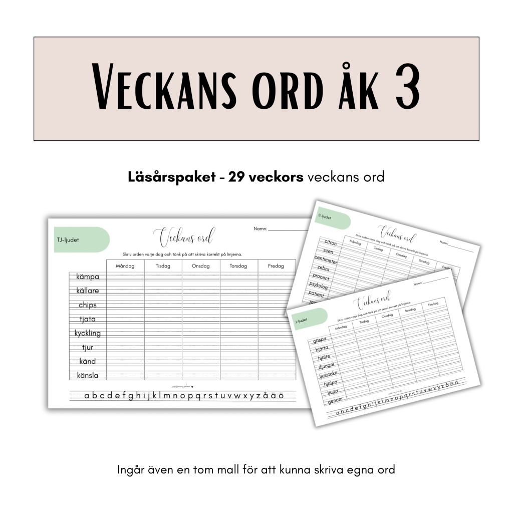 Veckans ord åk 3 – läsårspaket