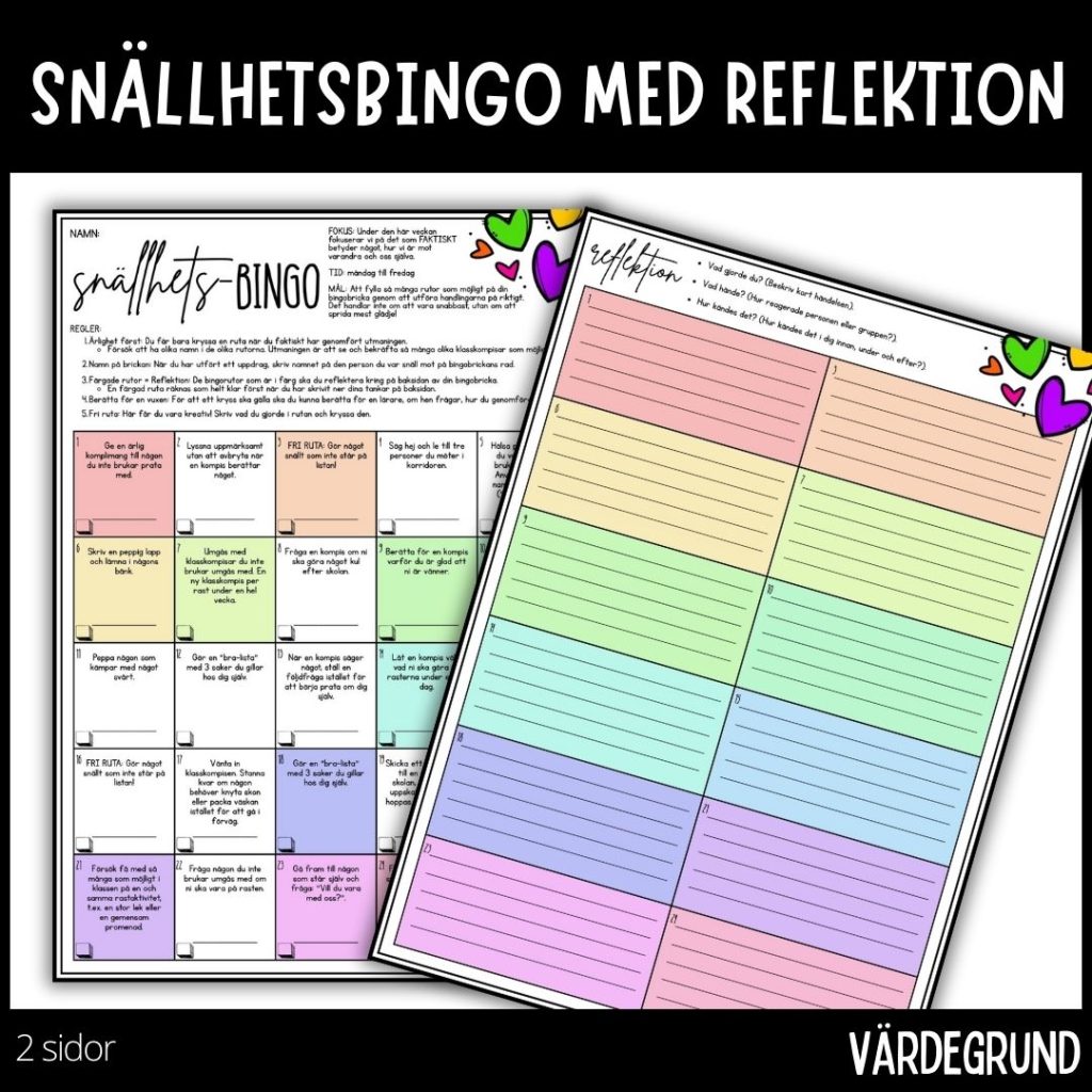 Snällhetsbingo – vänliga veckan