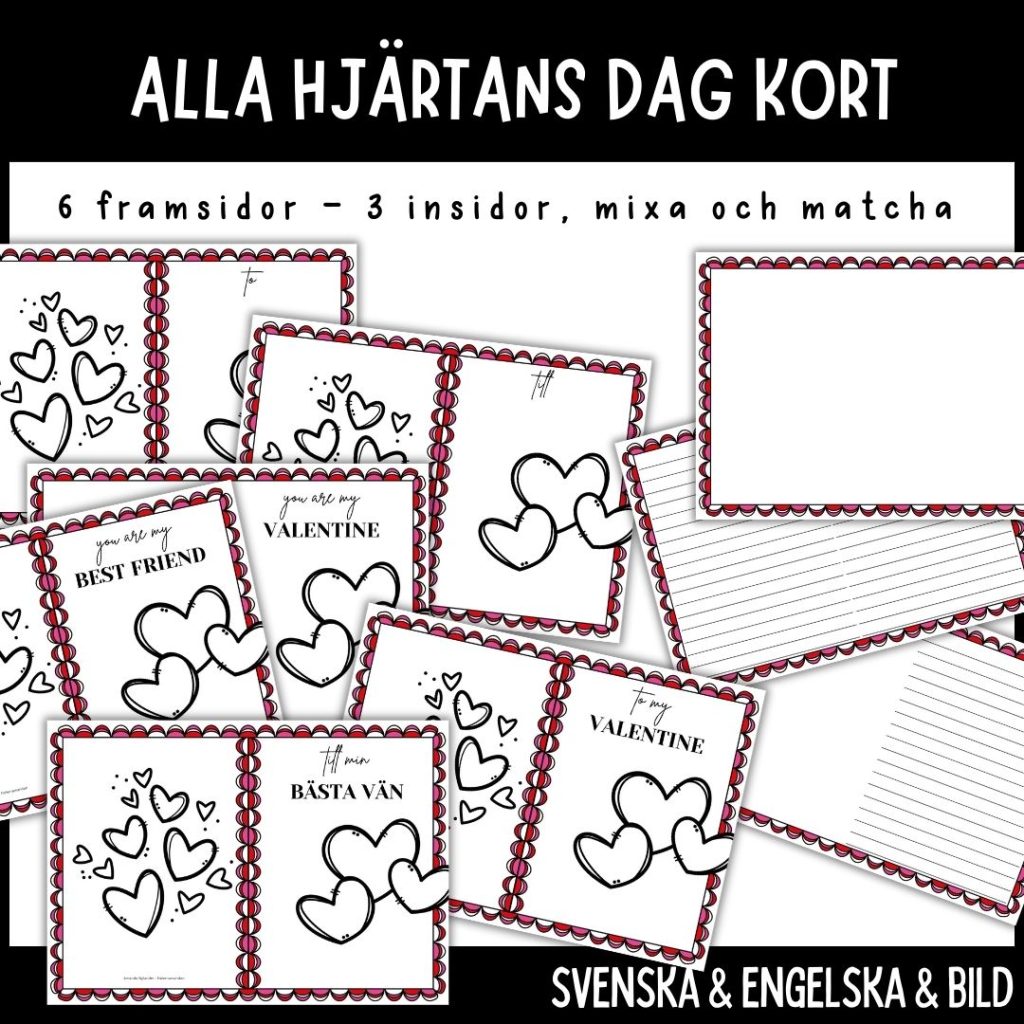 Alla hjärtans dag kort – 18 olika kombinationer